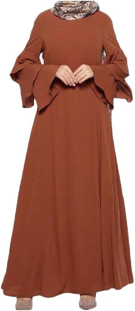 Babaseal Women Flounced Sleeve Baggy Middle East Abaya Jilbab Muslim Dress Maxi Dress