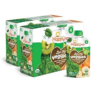 Happy Tot Organics Love My Veggies Stage 4, Organics Spinach Apple Sweet Potato & Kiwi, 4.22 Ounce Pouch (Pack of 16…