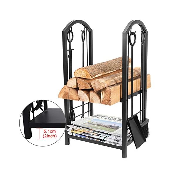 Amagabeli Estante para leña de Chimenea Estante de registro de Chimenea