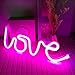YiiY Neon Light Signs Pink Love Decor Light,Wall Decor for Chistmas,Kids Room,Wedding Party Decor, Bedroom, Pub,Valentine's Day