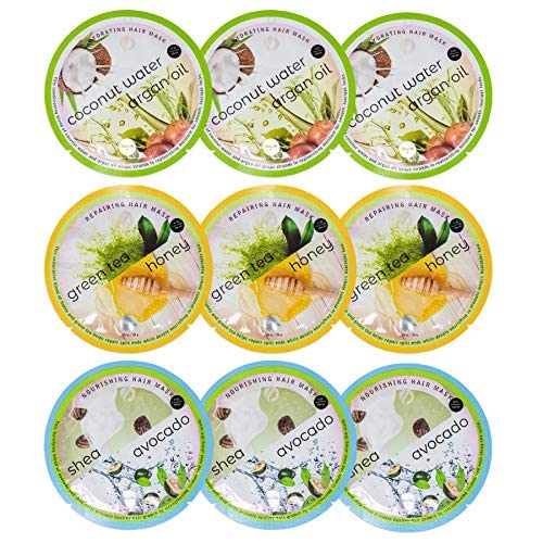 SpaLife Korean Hair Mask 9-Pack: Argan Oil, Coconut, Shea Butter for Dry, Damaged Hair Repair & Deep Hydration