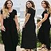 Hervive Women's Short Sleeves Long Maxi Dress with Pockets Empire Waist Swing Causal Dress Black Medium