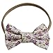 3 Pack Classic Girl Bows on Nylon Headband (Small, Chambray/Tan/Purple Floral)