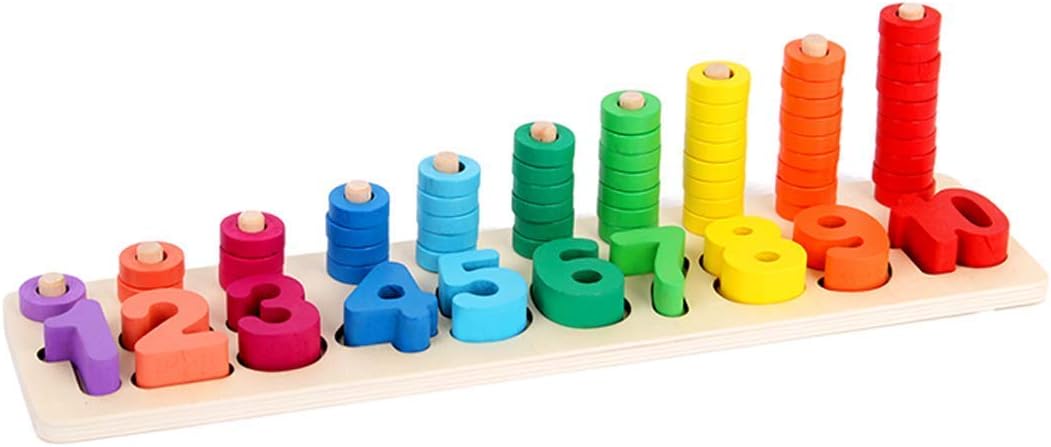 Montessori Wood Blocks Math Stacking Puzzle Intelligence Peg Number ...