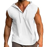 Mens Tank Top Sleeveless Hoodie Cotton T-Shirt Hooded Neck Tees Summer Beach Tops