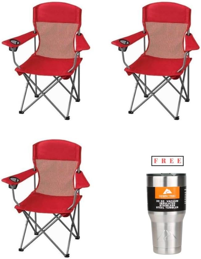 ozark trail basic mesh folding camp chair with cup holder