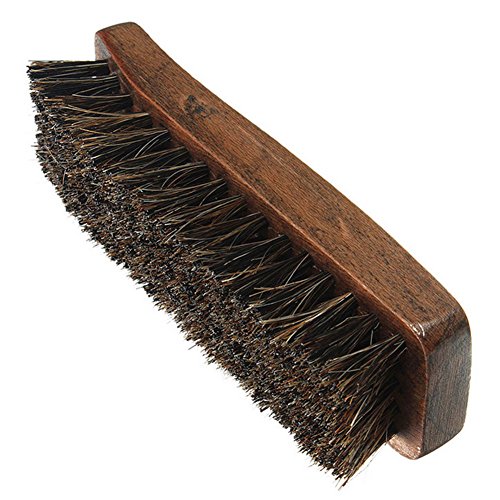 Zeroyoyo Practical Horsehair Shine Brush Shoe Polish Buffing Wooden Brown