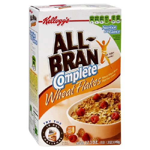 Kellogg's All-Bran Complete Wheat Flakes Cereal, 17.3 oz (Pack of 6)