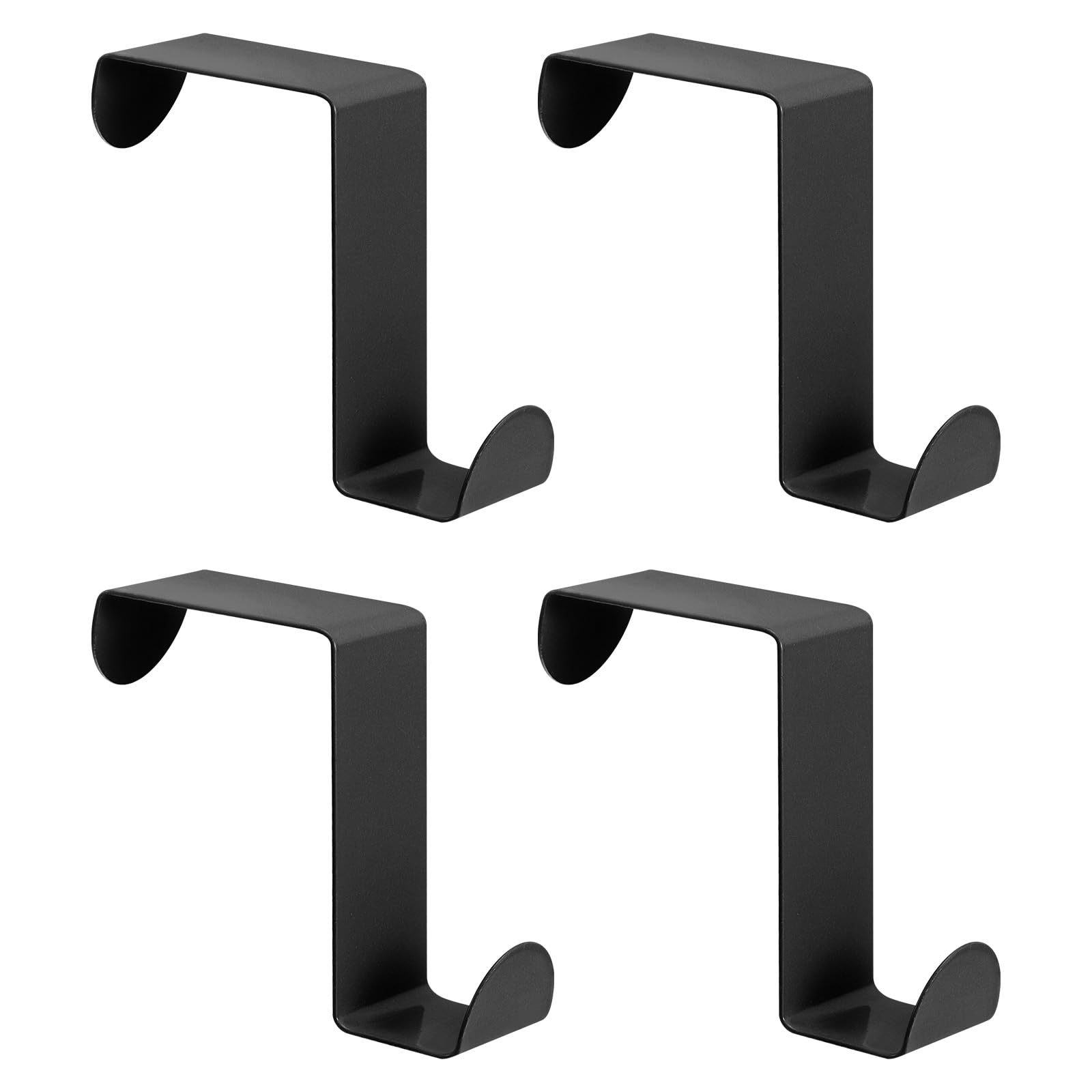 Photo 1 of uxcell Over The Door Hooks, 4pcs - Stainless Steel Door Hangers Hooks, S-Shaped Double Hooks for Hanging Clothes, Hats, Towels (Black)