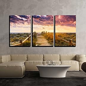 3 Piece Canvas Wall Art - Sunset Beach Near Almeria. Cabo de Gata Nijar Natural Park, Almer铆a. Spain. Andalusia - Modern Home Art Stretched and Framed Ready to Hang - 16"x24"x3 Panels