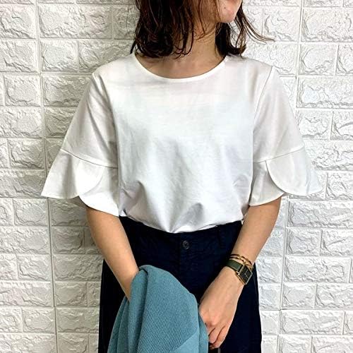 Amazon アールユー アウトレットss さらっと着られる 二の腕カバー シルケットチューリップ袖カットソー Tシャツ カットソー 通販