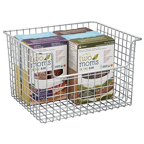 mDesign Metal Kitchen Pantry Food Storage Organizer Basket Farmhouse