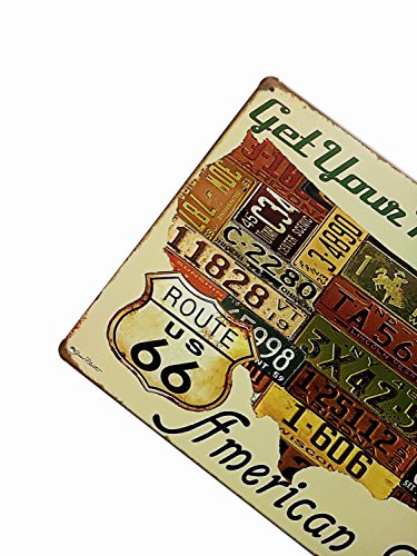 ERLOOD Route Us Road 66 License - Retro Vintage Tin Sign 12 x 8 - Thumbnail 2