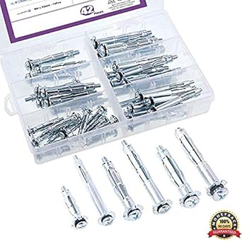 Ochoos 42pcs Mollys Bolt Assortment Kit Hollow Wall Anchors Screws