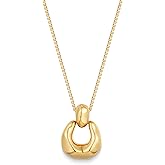 Lyfange Chunky Gold Statement Necklace for Women Adjustable Vintage Circle Pendant Necklace Dainty Lightweight Thick Chain Necklace Summer Beach Vacation Jewelry
