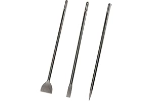VICTEUT 24 Inch SDS Max 3pc Set - 1 Inch Flat Chisel, Point Chisel and 3 Inch Scaling Chisels - Masonry Concrete Drill Bit Set 40Cr Steel SDS Max Bits Rotary Hammer Drill for Brick Stone Concrete