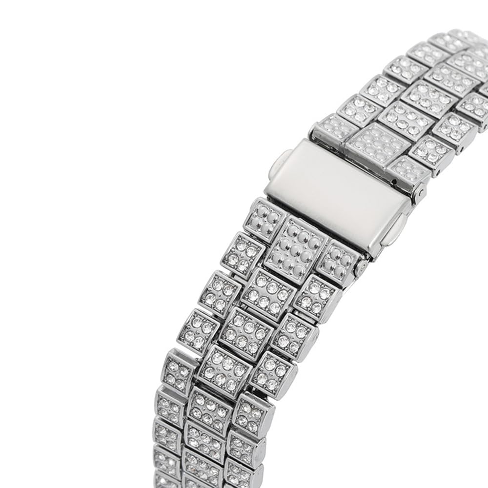 HUNRUY Hip Hop Watches for Men Iced-Out Bling Diamond Luxury Quartz Watches with Date