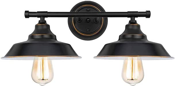 YZ-YUAN Luz de Espejo de baño Lámpara de Pared Vintage Negra Lámpara de