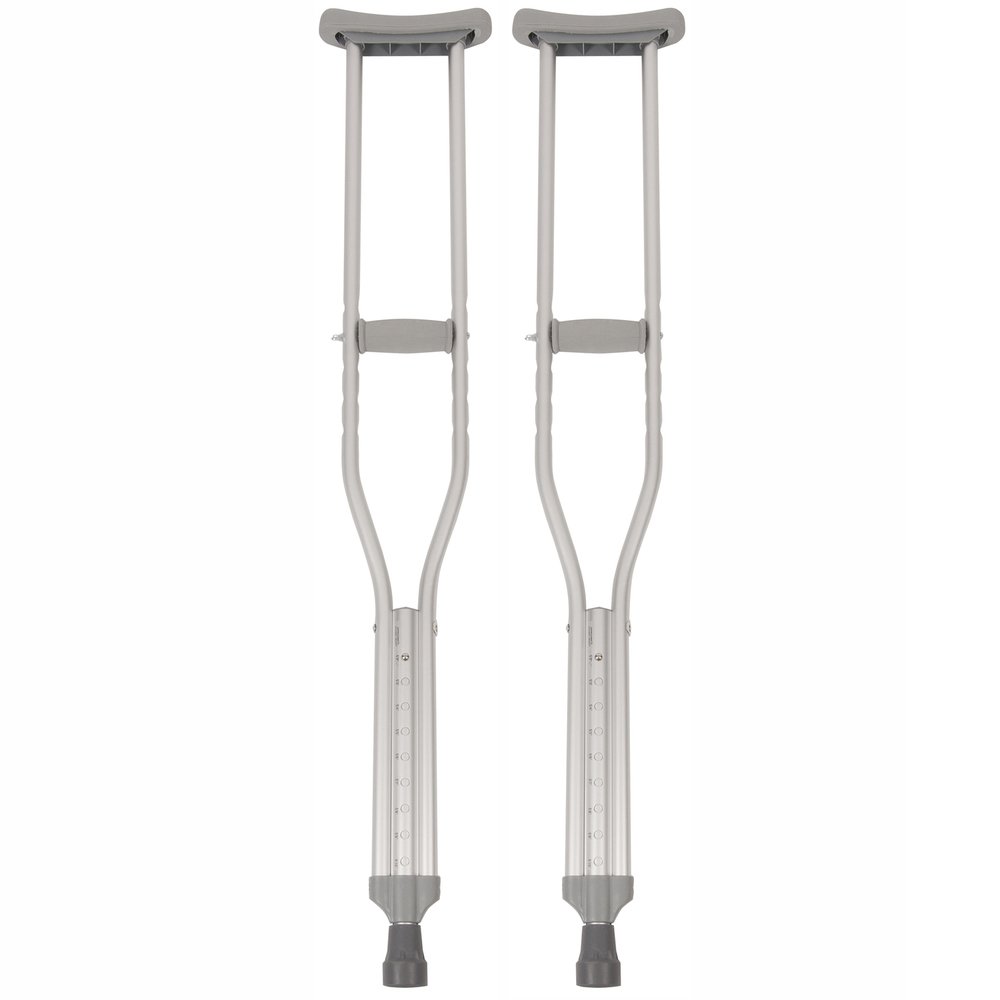 PCP Aluminum Crutches, Push Button Adjustable Height, Lightweight, 1 Pair, Adult Regular Size (5'2