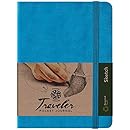 Pentalic Traveler Pocket Journal Sketch, 8" x 6", Bright Blue