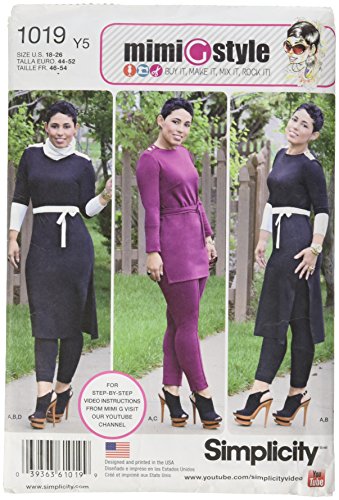 Simplicity Creative Patterns US1019Y5 Misses Knit Tunic Pintuck Pants from Mimi G Style, Size Y5(18-20-22-24-26)