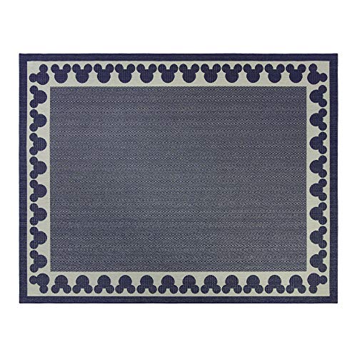 Gertmenian Mickey Mouse Indoor Outdoor Rug, Disney Home Decor, Perfect Area Carpet for Deck, Patio, Sunroom, Office, Playroom, Living Room, 8x10 Large, Border Denim Blue Tan, 46214