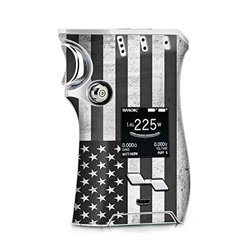 Skin Decal Vinyl Wrap for Smok Mag Kit 225w Vape (Includes TFV12 Prince Tank Skins + Right and Left Hand Skin) Skins Cover/Black White Grunge Flag USA America