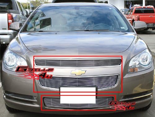 APS Compatible with Chevy Malibu 2008-2012 Stainless Steel Silver Horizontal Billet Grille Insert Combo RE-C61015A