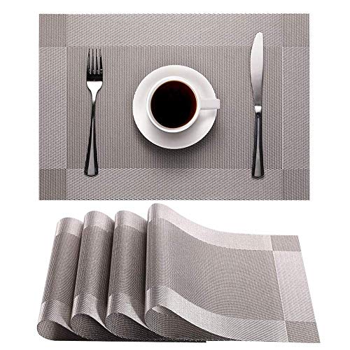 Placemats Set of 4, HeatResistant Woven Vinyl Placemat, NonSlip Washable PVC Table Mat, Easy