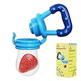 Biubee Baby Food Feeder-Silicone Teether Nibbler with Fresh Fruits Vegetable for Toddlers Blue(M)