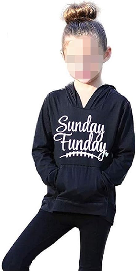 Mother and Daughter Christmas Matching Hoodied Hoodies Sunday Funday Print Long Sleeve Pullover 