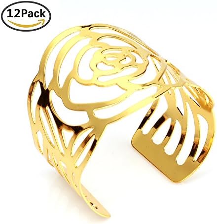 Baimeixun 12 Pcs Serviette Rings Napkin Holder West Dinner Towel Napkin Ring Party Decoration (Gold)