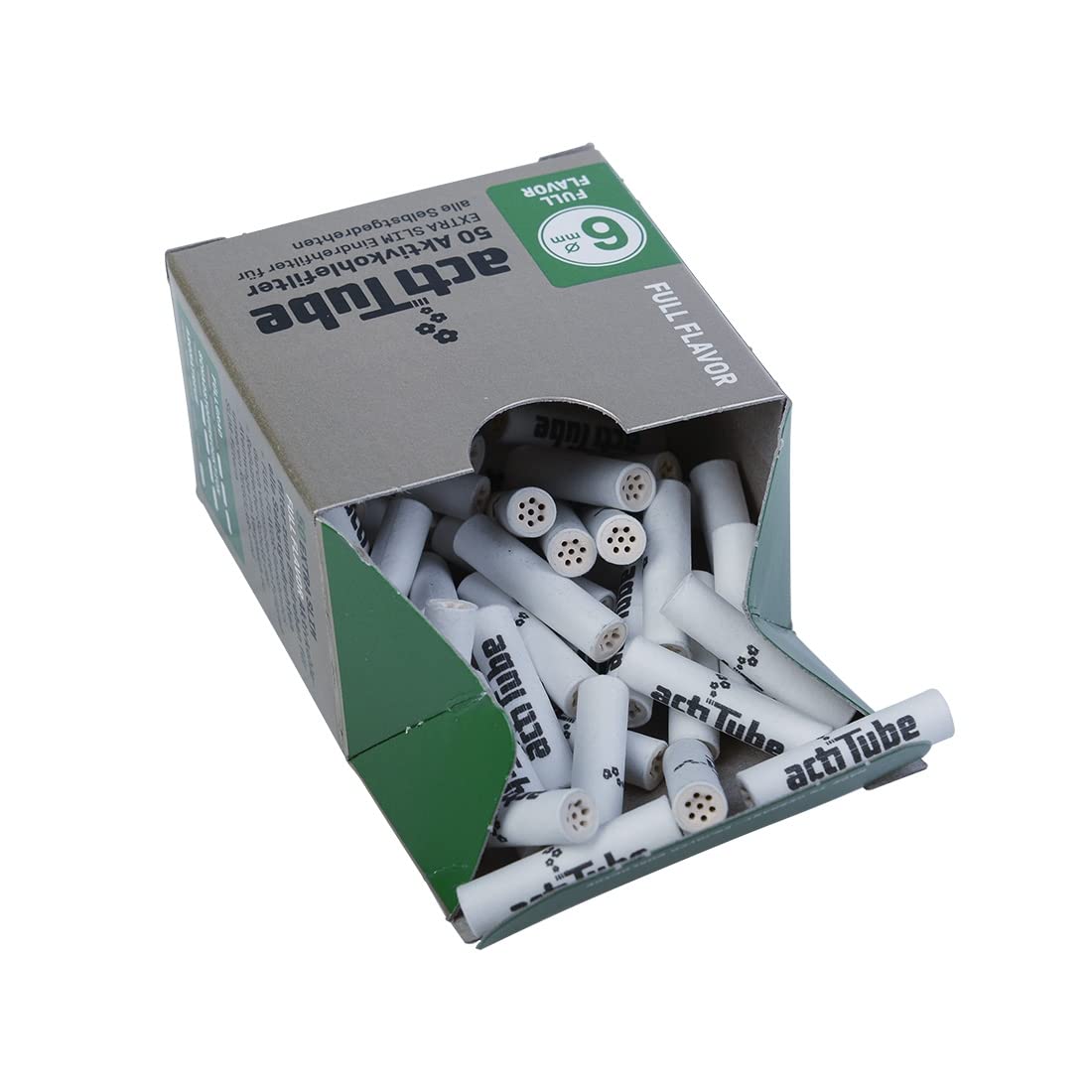 actiTube Activated Carbon Filter Extra Slim 6 mm Diameter 50 Filters per Pack, 1 Display (500 Filters)