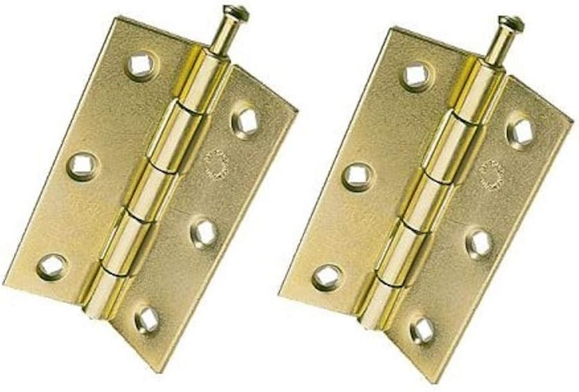 Merriway® BH01776 (2 Pcs) EB Loose Pin Steel Cupboard Cabinet Door Butt Hinges, 75mm (3 inch) Brass Plated - Pack of 2 Pieces