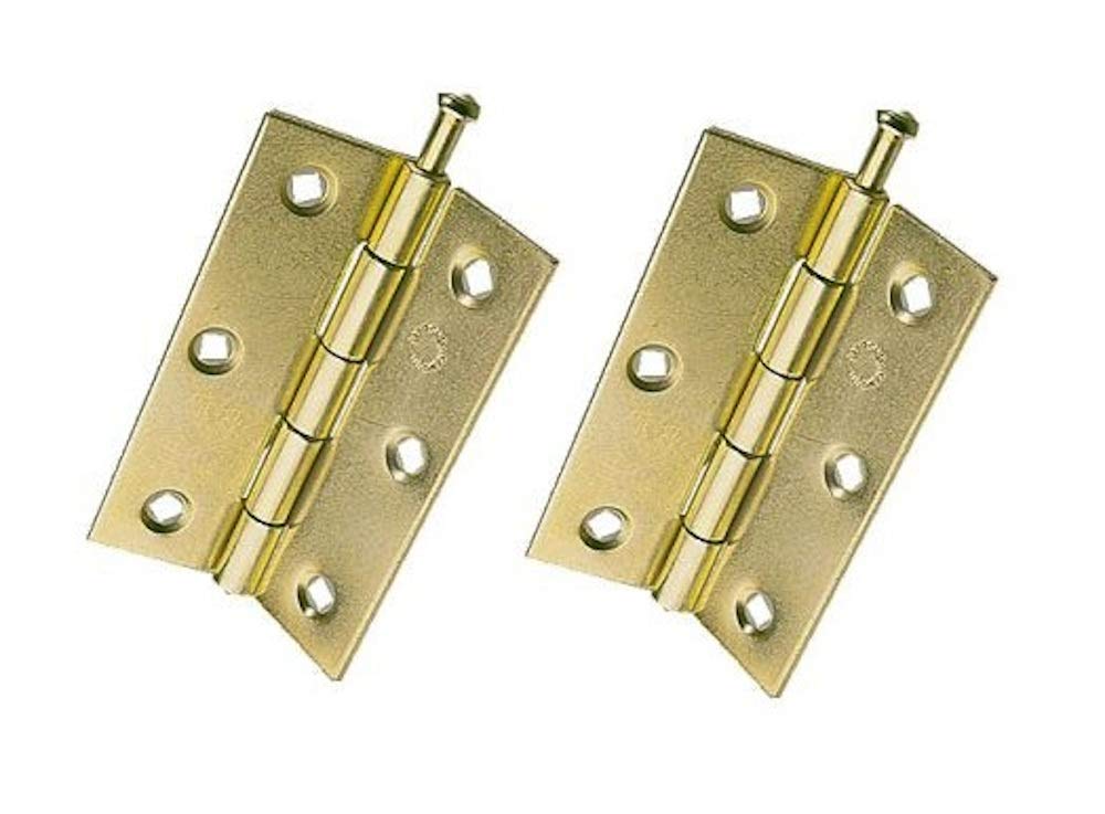 Merriway® BH01776 (2 Pcs) EB Loose Pin Steel Cupboard Cabinet Door Butt Hinges, 75mm (3 inch) Brass Plated - Pack of 2 Pieces