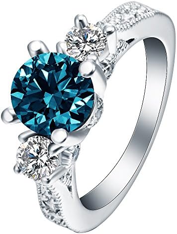 New Arrival Silver Color Wedding Ring Bridal Sets Engagement Band Classic blue cz crystal Jewelry For Women drop Shipping