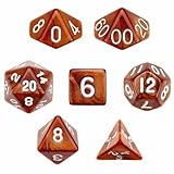 7 Die Polyhedral Dice Set - Copper Sands (Brown Glitter) with Velvet Pouch By Wiz Dice