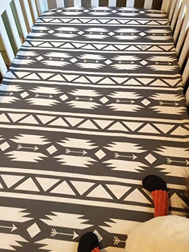 Sloan Grey and White Aztec Crib Sheet