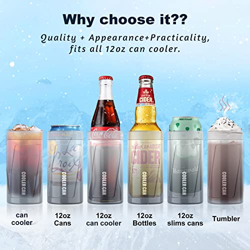 Slim Can Cooler, 4In1 Can Cooler Insulated & Beer Can Cooler With Lid