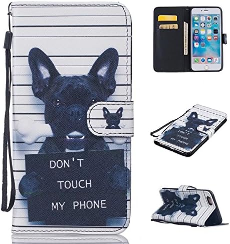 iPhone 6 Plus Case, Kmety Black Dog PU Synthetic Leather Wristlet Magnet Snap Wallet [Credit Card/Cash Slots] Kickstand Flip Case Cover for Apple iPhone 6 6S Plus 5.5 inch