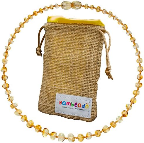Bambeado Baltic Amber Teething Necklace - Lemon Colored for Babies (unisex). From the World's Most Popular Brand - 100% Lifetime - Order Risk Free!