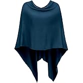 DJT Womens Solid Knit Short Asymmetric Wrap Poncho Topper