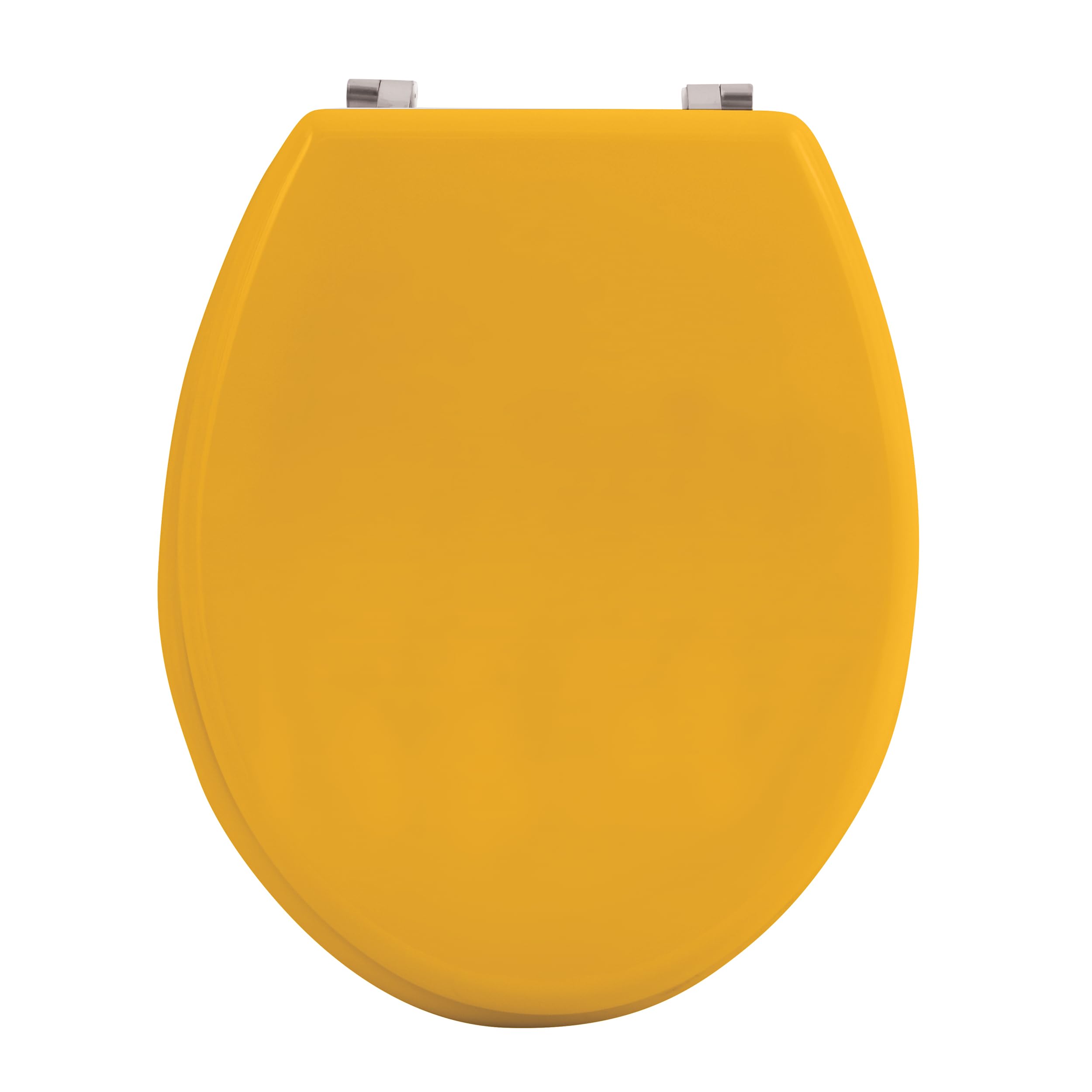 MSV Toilet Seat MDF Wooden Core Saffron Yellow Stainless Steel Hinges and Stable Quality