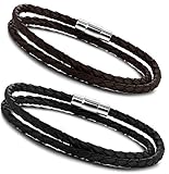 Jstyle Braided Leather Bracelets for Men Women Bangle Bracelets Magnetic Clasp Wristband 7.5-8.5 Inch