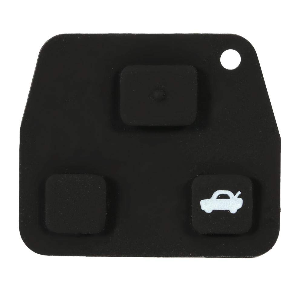 Aramox Rubber Key Pad,3 Button Remote Auto Car Key Fob Case Shell Rubber Pad Black For Avensis