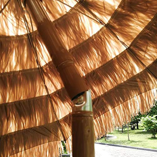 YYQ SHOP Große Rund Sonnenschirm höhenverstellbarer Knickbar Gartenschirm Strohschirm Große Wasserdicht Bastschirm… – Bild 3