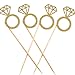Mtlee Cupcake Topper Gold Glitter Mini Diamond Ring Cakes Toppers (35 Pack)