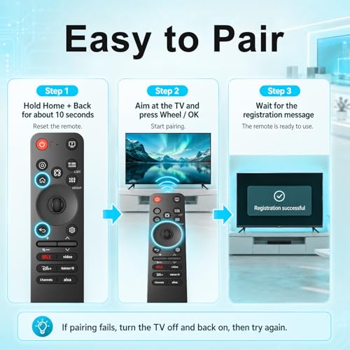 Replacement Magic-Remote-Control for-LG Smart TV, Voice Remote Control Compatible with LG 2019-2025 OLED QNED UHD and 4K TVs, Replaces MR25GA MR24 MR23 MR22 MR21 MR20 MR19 Series