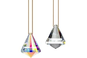 GOLDENHAITAI 2pcs Crystal Ball Prism Suncatcher, 40mm Hanging Glass Crystals Rainbow Maker for Window, Ornament, Home Décor