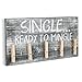 MyGift Wall Mounted Vintage Gray Solid Wood Lost Sock Display Rack, Hanging Laundry Room Sign with Funny Single...Ready to Mingle Quote and 5 Clothes Pins